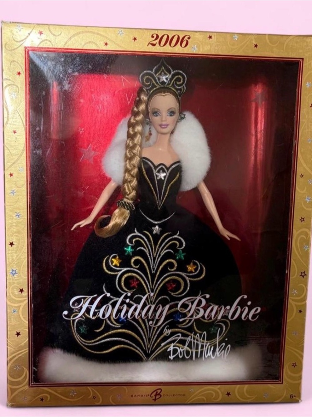Barbie Holiday Doll 2006 Black gown with White fur trim